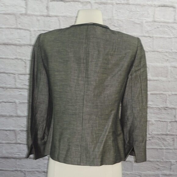 Linda Allard Ellen Tracy Cotton Linen Jacquard Blazer 6 - Picture 4 of 9